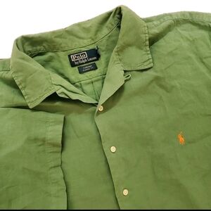 Polo Ralph Lauren 2XLT Button Down shirt Curham Classic Green Short Sleeve XXL